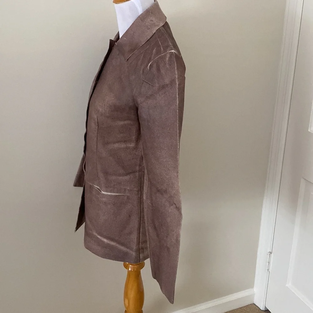 Express Painted Canvas Brown Blazer Jacket Size 0 - Picture 4 of 10